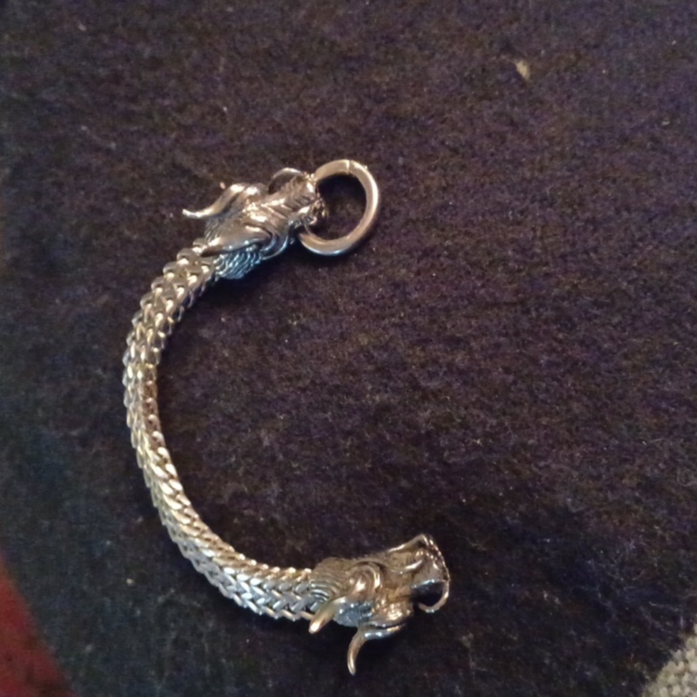 Mens Dragon bracelet 9" long, stainless steel